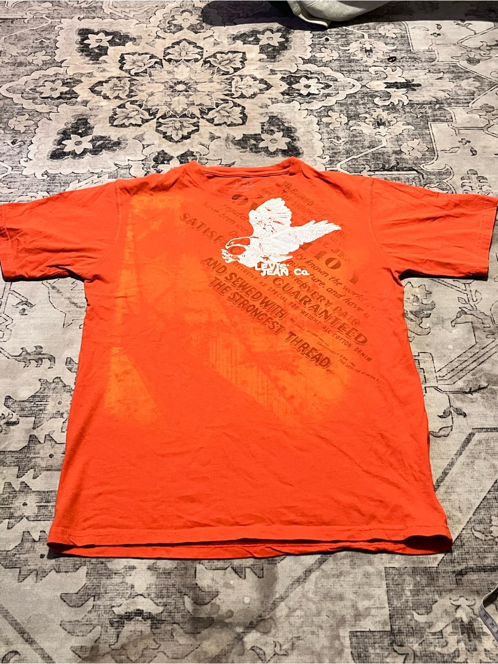 Levi's Orange Graphic Short Sleeve Tee with White Eagle Print